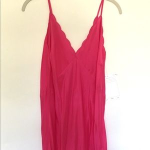 Pink Silk Scalloped Slip Dress Small